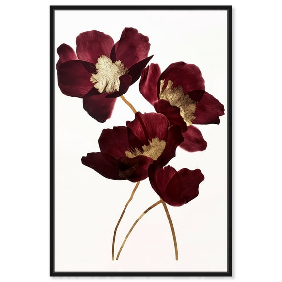 Wine Flowers Floral Fine Wall Art Canvas Wall Art by Art Remedy, Black Floater Frame, 37" x 55"
