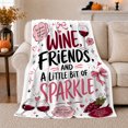 thumbnail image 1 of Wine Friends Sparkle Clinking Glasses Cheerful Feminine Art, Cozy Friendship Quote Scene, Warm Flannel Blanket for Living Room and Reading Nook, Art Lovers Friendship Gift, Artistic Home Decor, 1 of 9
