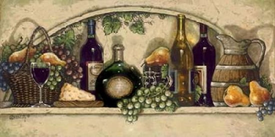 Wine Fruit N Cheese Niche Canvas Art - Janet Kruskamp (24 x 48)