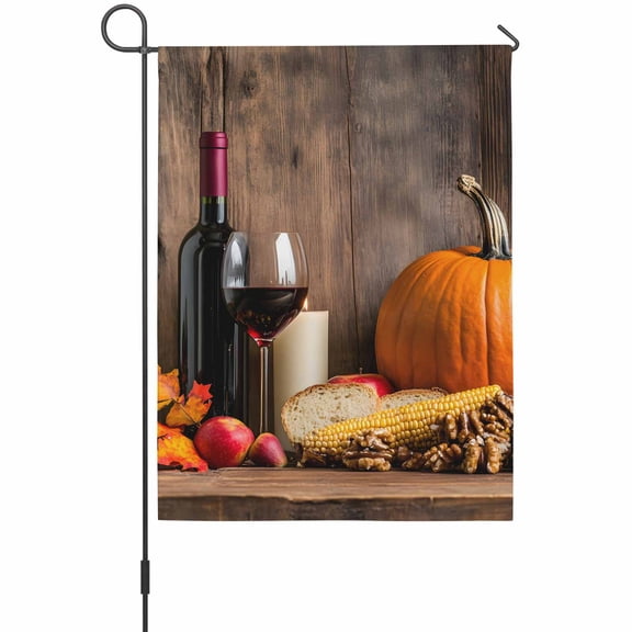Wine Garden Flags For Outdoor, Maple Leaf Grape Barrel Small Double Side Yard Flags Weather Proof Garden Decor for Lawn Outside Holiday 12 x 18 Inches