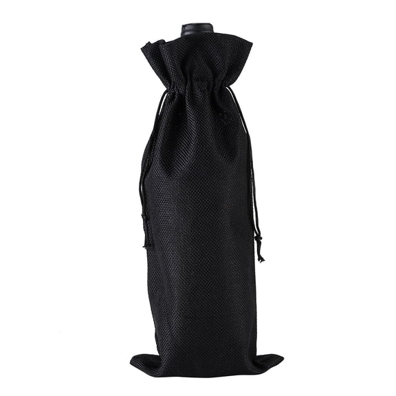 Wine Gift Bags Drawstring Burlap Bags Wine Wrapping Burlap Bags for Decoration Storefront Display Gift Bags(Black)
