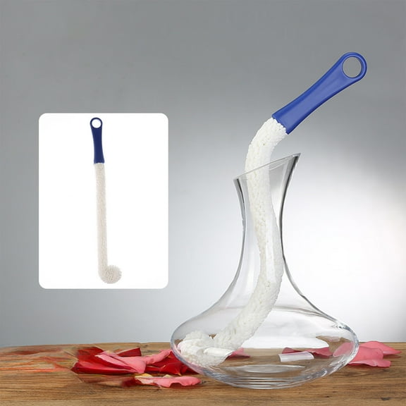 Wine Glass Brush for Decanters | Flexible Multifunctional Cup Cleaning Brush | Soft Foam Non-Scratch | Bendable Shape for Any Glassware | Easy Hang Storage | Blue | 16.5in