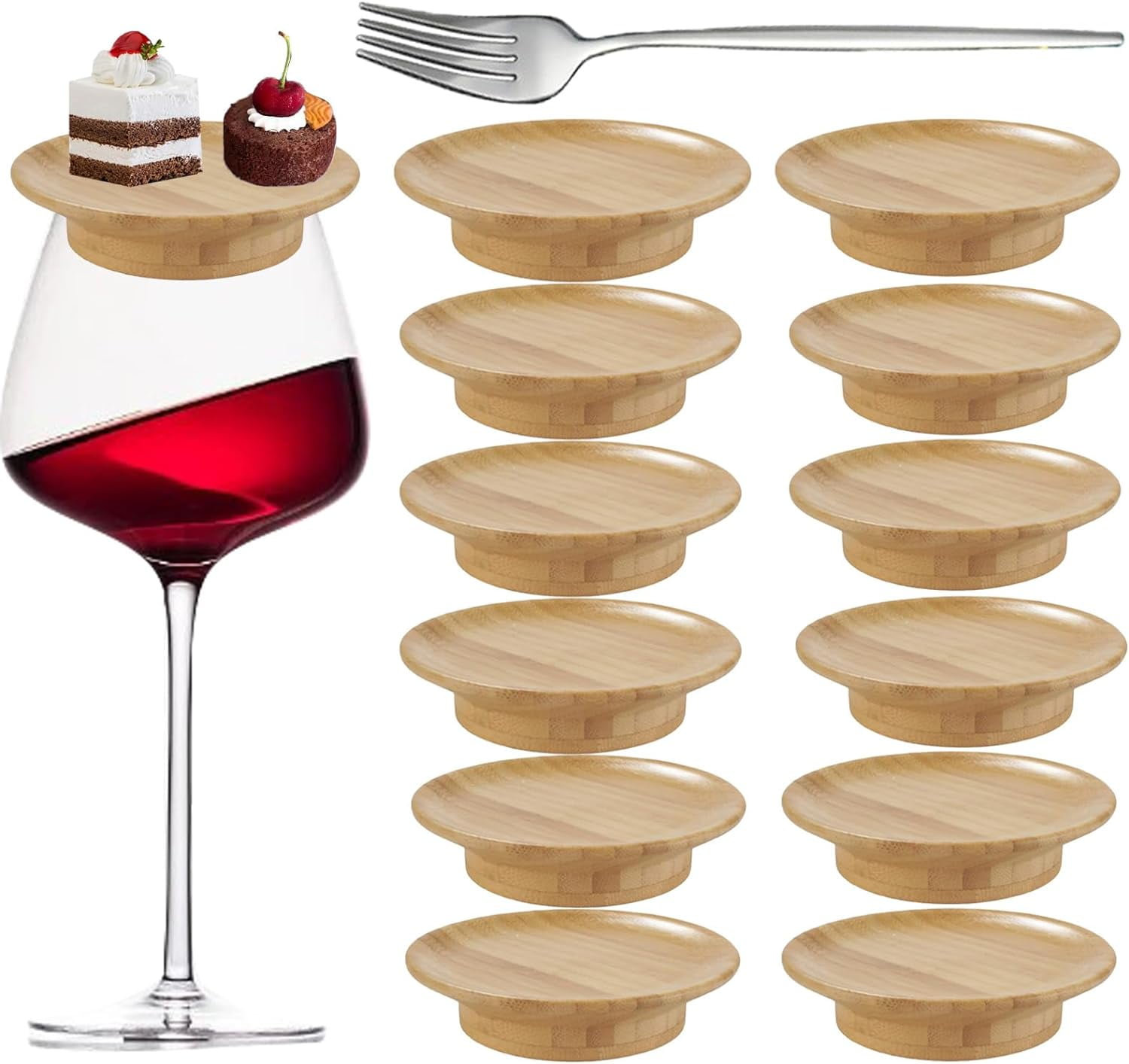 6 Stück Weinglas Topper Aus Bambus - Holz Deckel Für Charcuterie & Wein