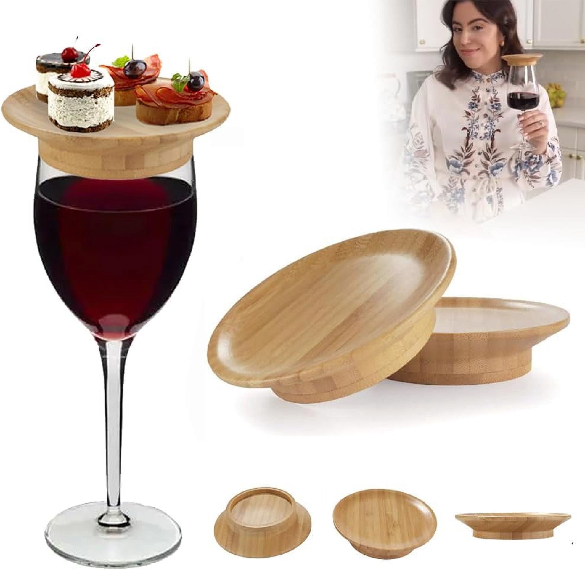 WANDGU Couvercle Charcuterie Planche: 8 Pièces Verre, Assiettes Rondes et D' Apéritif en Bois