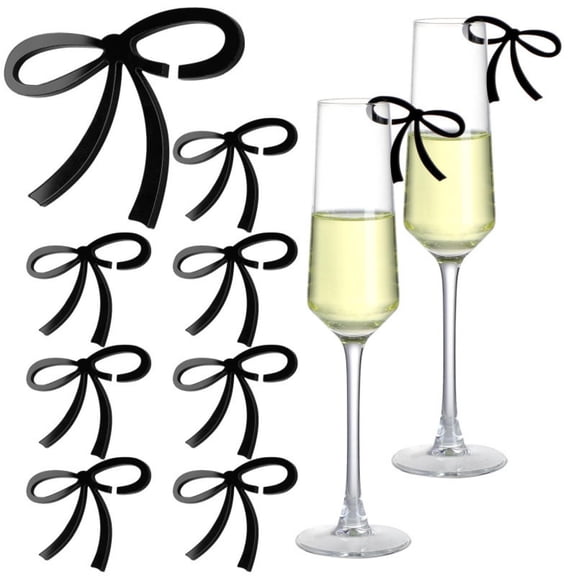 Wine Glass Charms Acrylic Bow Drink Cup Tag Party Decoration 20pcs