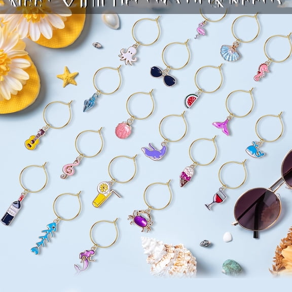Wine Glass Charms, Drink Charms for Stem Glasses, Drink Identifier Tags for Party Decorations