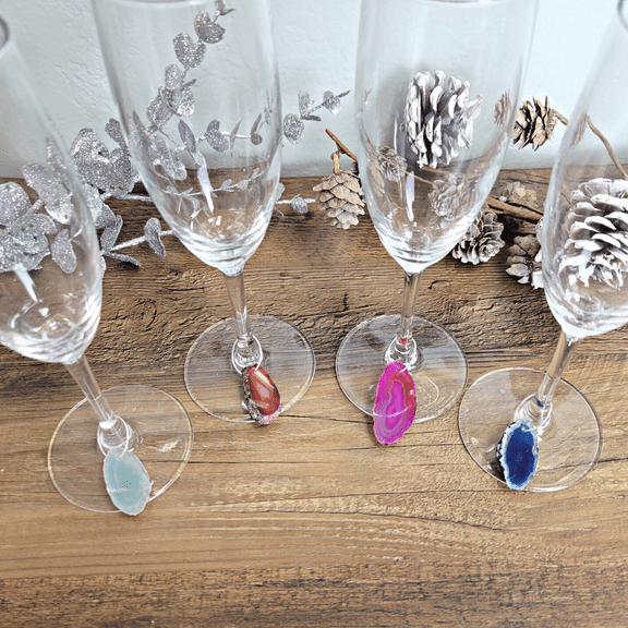 Wine Glass Charms Set of 4-Agate or Assorted Gemstones
