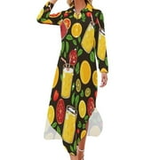 YHX66 Wine Glass Chiffon Dress V Neck Dresses Women Casual Dress