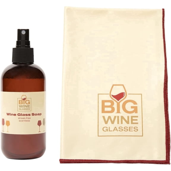 Wine Glass Cleaner Set | Organic Spray & Microfiber Cloth for Streak-Free, Spot-Free Shine