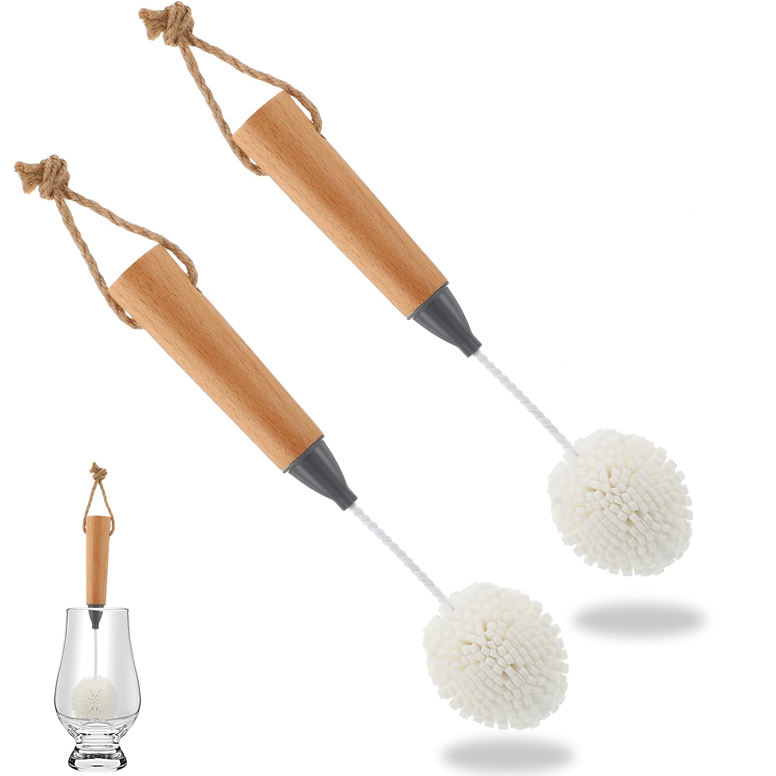 Wine Glass Cleaning Brush Flute And Stemware Brush Non Scratch Foam