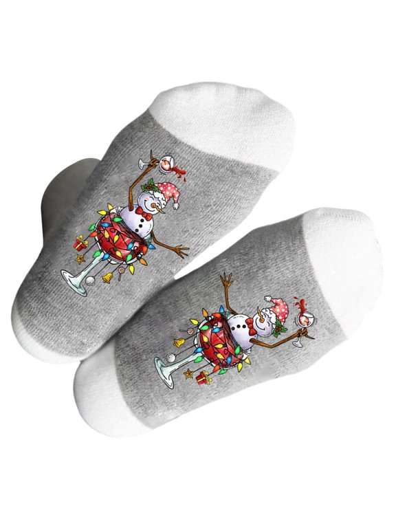 Wine Glass Crews Socks Cotton Booties Socks Christmas Ankle Socks Breathable Calf Socks Athletic Socks for Women Men