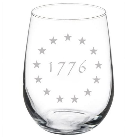 Wine Glass Goblet 1776 Betsy Ross American Flag (17 oz Stemless)