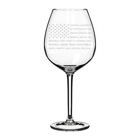 Wine Glass Goblet American Flag Pledge Of Allegiance (20 oz Jumbo)