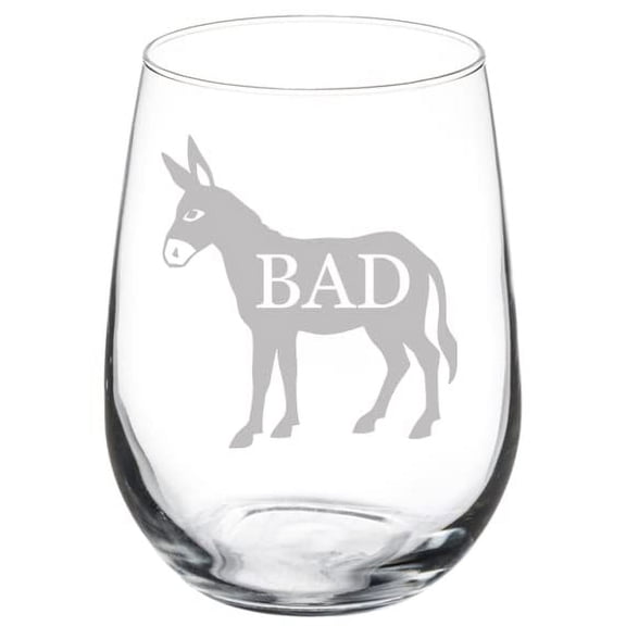 Wine Glass Goblet Bad Ass Donkey Funny (17 oz Stemless)