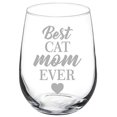 thumbnail image 1 of Wine Glass Goblet Best Cat Mom Ever Mother (17 oz Stemless), 1 of 1