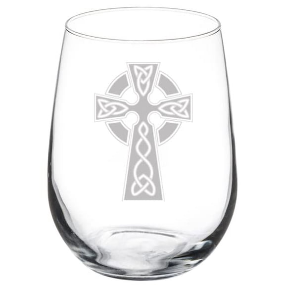 Wine Glass Goblet Celtic Cross (17 oz Stemless)