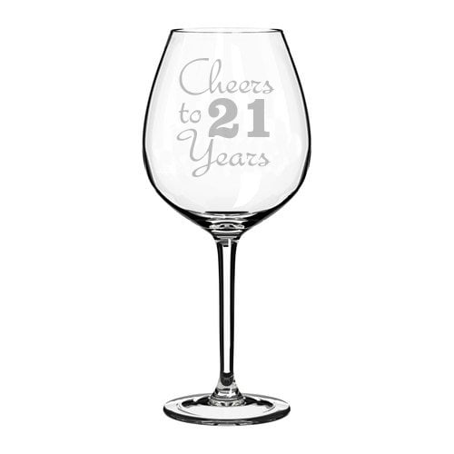 Wine Glass Goblet Cheers To 21 Years Anniversary 21st Birthday (20oz Jumbo)