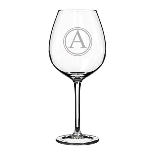 Wine Glass Goblet Circle Monogram Letter (A, 20 oz)