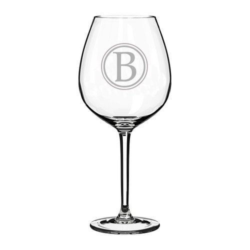 Wine Glass Goblet Circle Monogram Letter (B, 20 oz)