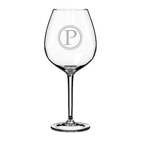 Wine Glass Goblet Circle Monogram Letter (P, 20 oz)