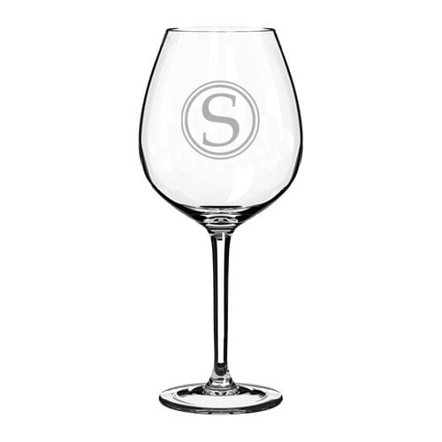 Wine Glass Goblet Circle Monogram Letter (S, 20 oz)