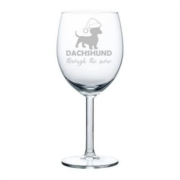 Wine Glass Goblet Dachshund Through The Snow Funny Christmas (10 oz)
