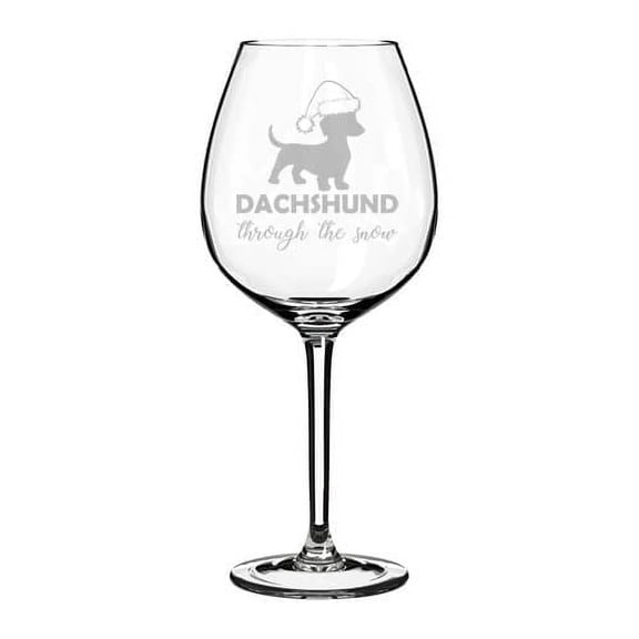 Wine Glass Goblet Dachshund Through The Snow Funny Christmas (20 oz Jumbo)