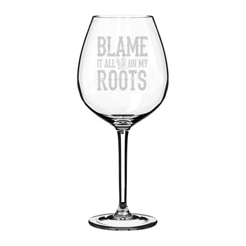 Wine Glass Goblet Gift Blame It All On My Roots Cowboy Cowgirl Boots Country Music (20 oz Jumbo)