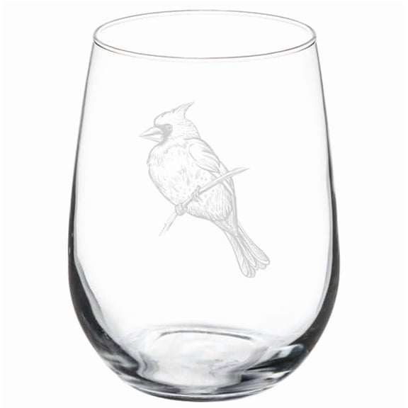 Wine Glass Goblet Gift Cardinal Bird (17 oz Stemless)