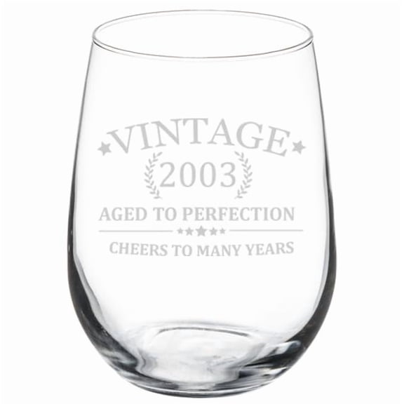 Wine Glass Goblet Gift Cheers 21st Birthday (17 oz Stemless)