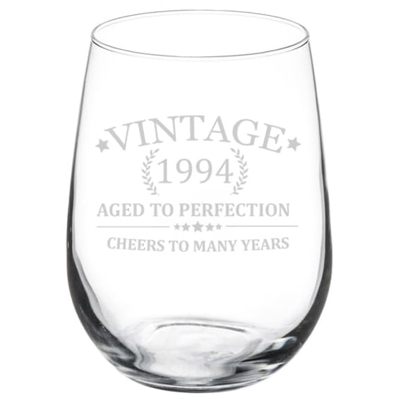 Wine Glass Goblet Gift Cheers 30th Birthday (17 oz Stemless)