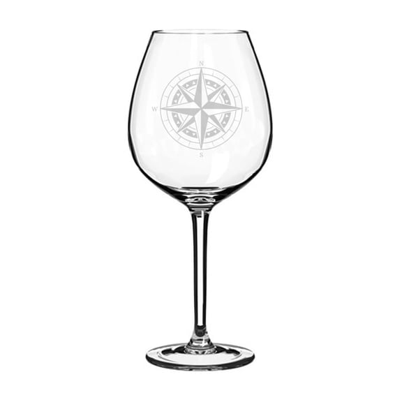 Wine Glass Goblet Gift Compass Nautical Adventure (20 oz Jumbo)