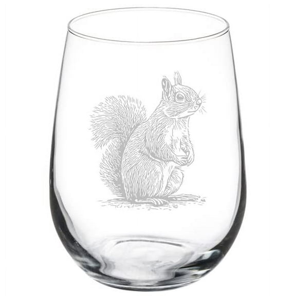 Wine Glass Goblet Gift Curious Squirrel (17 oz Stemless)
