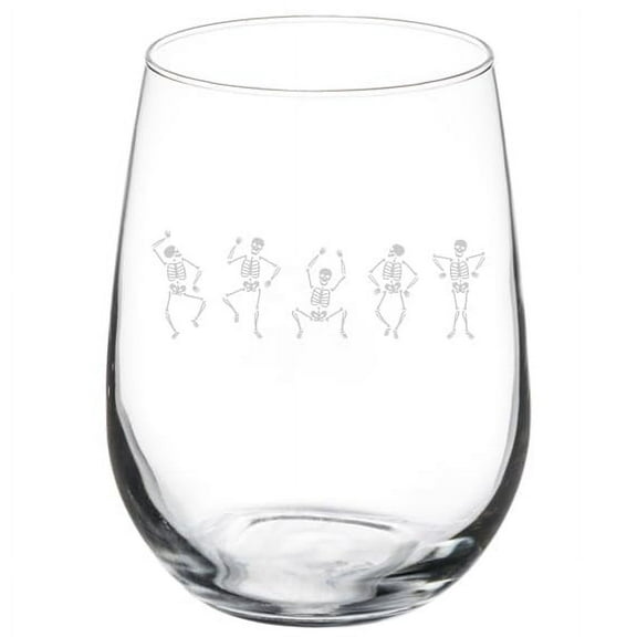 Wine Glass Goblet Gift Dancing Skeletons Halloween (17 oz Stemless)