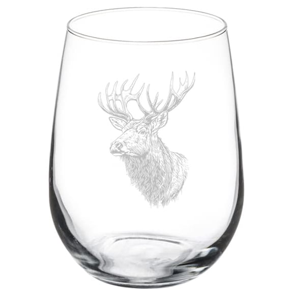 Wine Glass Goblet Gift Elk Head (17 oz Stemless)