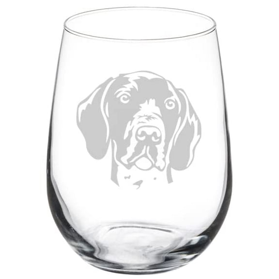Wine Glass Goblet Gift German Shorthaired Pointer Face (17 oz Stemless)