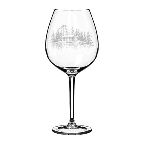 Wine Glass Goblet Gift Lake Edge Cabin In Forest Trees (20 oz Jumbo)
