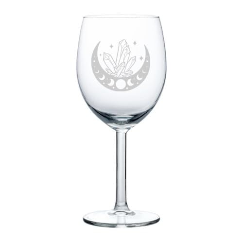 Wine Glass Goblet Gift Moon and Crystals (10 oz)