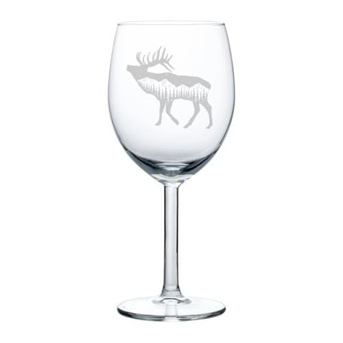 Wine Glass Goblet Gift Moose Forest Mountains Stars (10 oz)