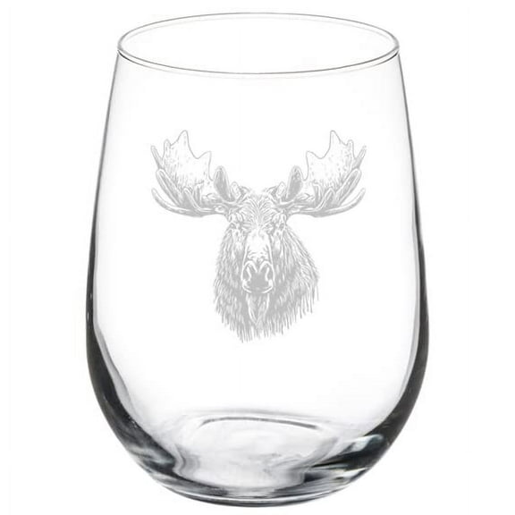 Wine Glass Goblet Gift Moose Head (17 oz Stemless)