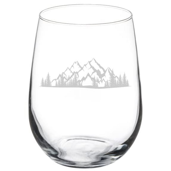 Wine Glass Goblet Gift Mountain Forest Scene (17 oz Stemless)
