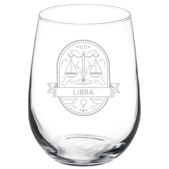 Wine Glass Goblet Gift Mystical Zodiac Horoscope (17 oz Stemless) (Libra)