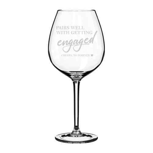 Wine Glass Goblet Gift Pairs Well With Getting Engaged Engagement For Couple (20 oz Jumbo)