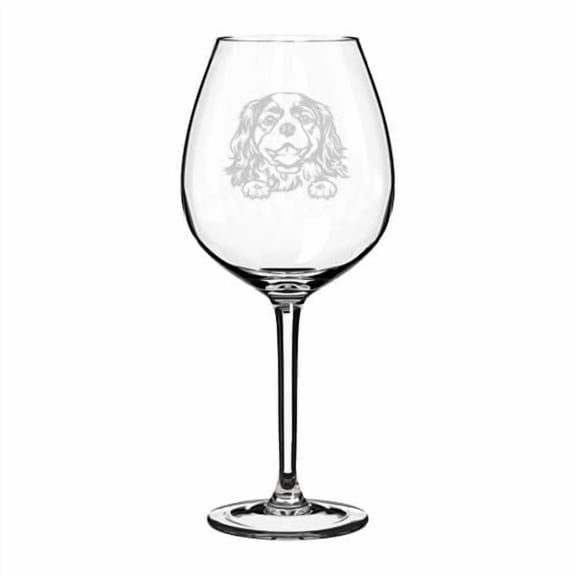 Wine Glass Goblet Gift Peeking King Charles Cavalier Dog (20 oz Jumbo)