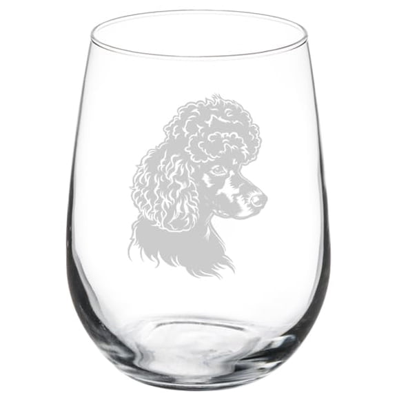 Wine Glass Goblet Gift Poodle Face (17 oz Stemless)