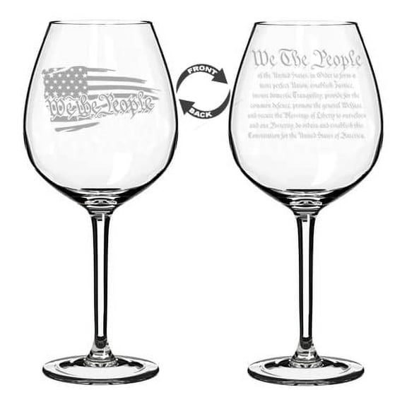 Wine Glass Goblet Gift Two Sided We The People American Flag (20 oz Jumbo)