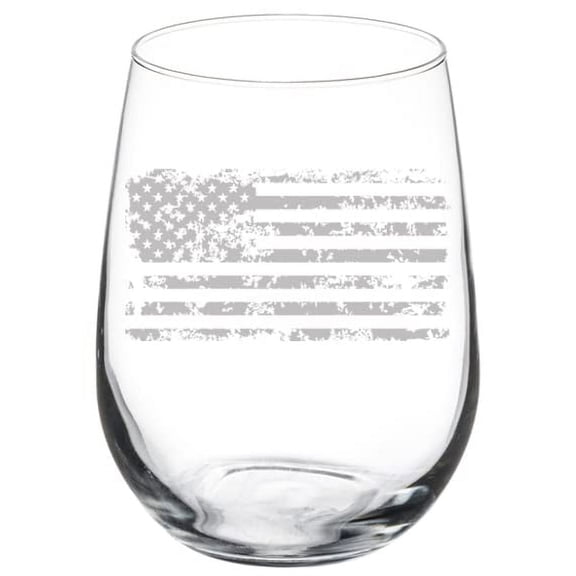 Wine Glass Goblet Grunge American Flag (17 oz Stemless)