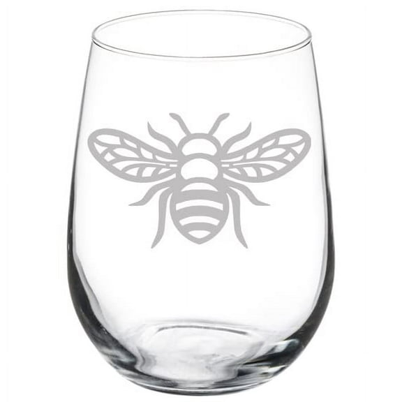 Wine Glass Goblet Honey Bee (17 oz Stemless)