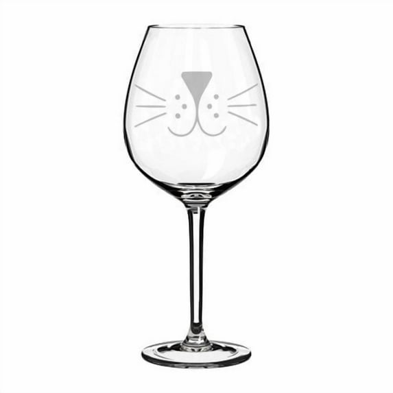 Wine Glass Goblet Kitty Cat Face Whiskers (20 oz Jumbo)