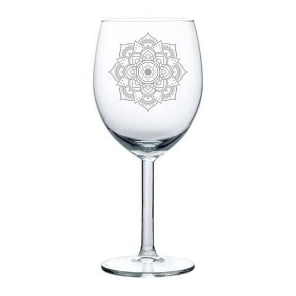 Wine Glass Goblet Mandala Flower Boho Zen Gift (10 oz)